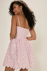 Angie Scalloped Hem Floral Mini Dress