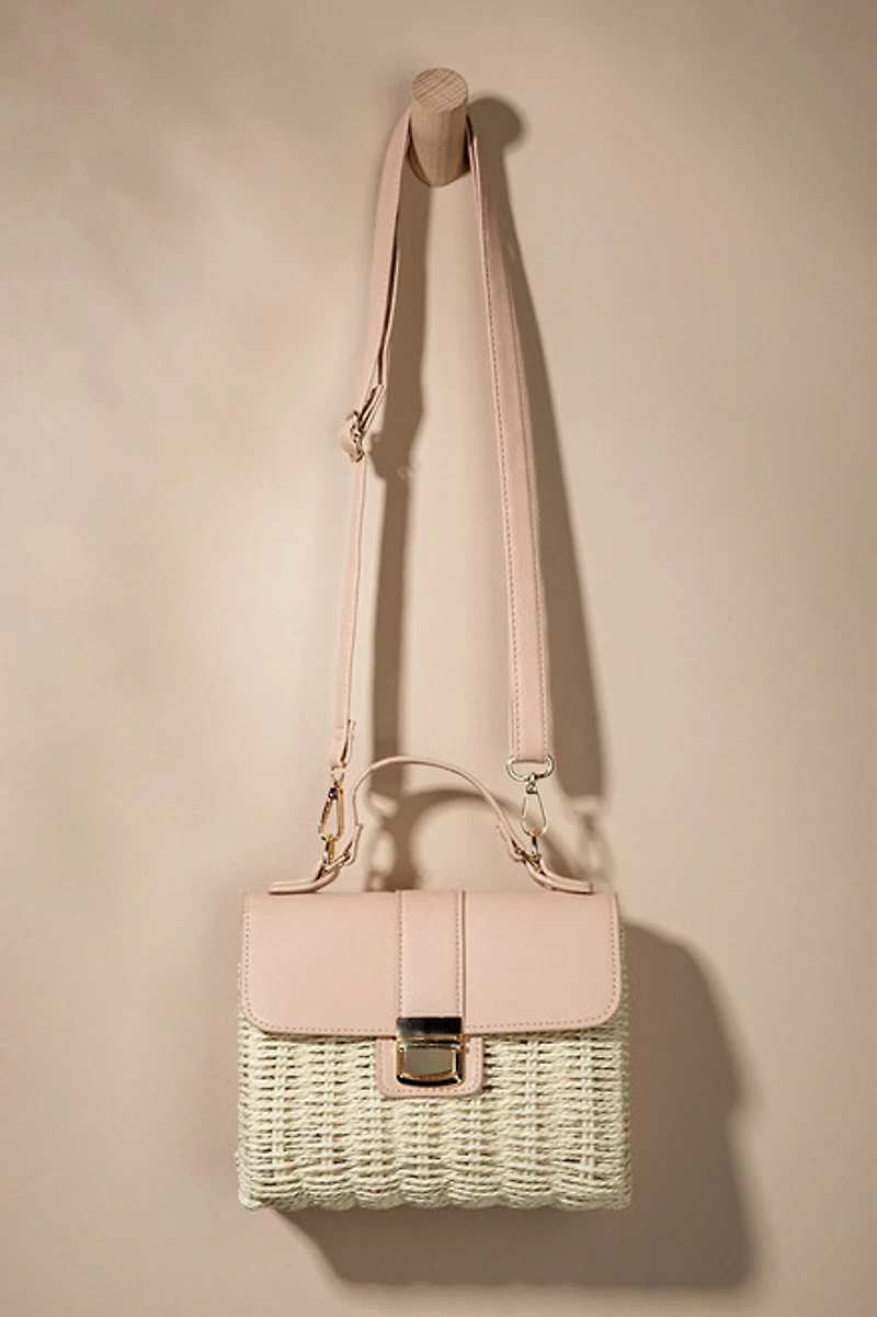 Mandy Faux Leather Straw Satchel Handbag