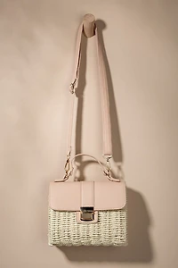 Mandy Faux Leather Straw Satchel Handbag