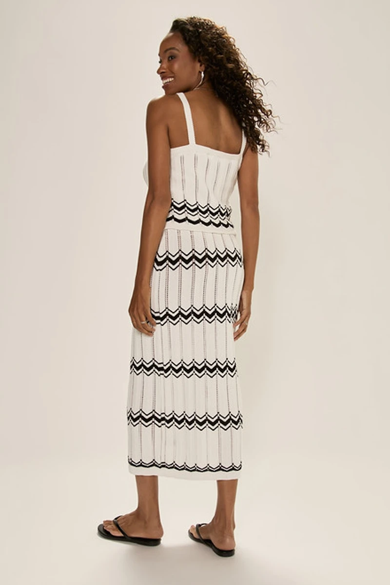 Connie Chevron Striped Midi Skirt