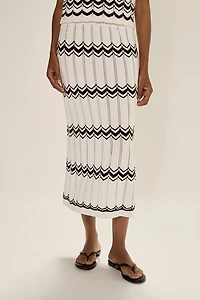 Connie Chevron Striped Midi Skirt