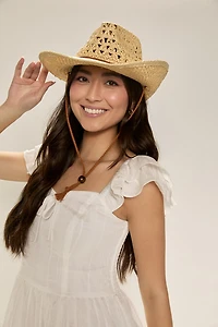 Michelle String Tie Straw Cowboy Hat