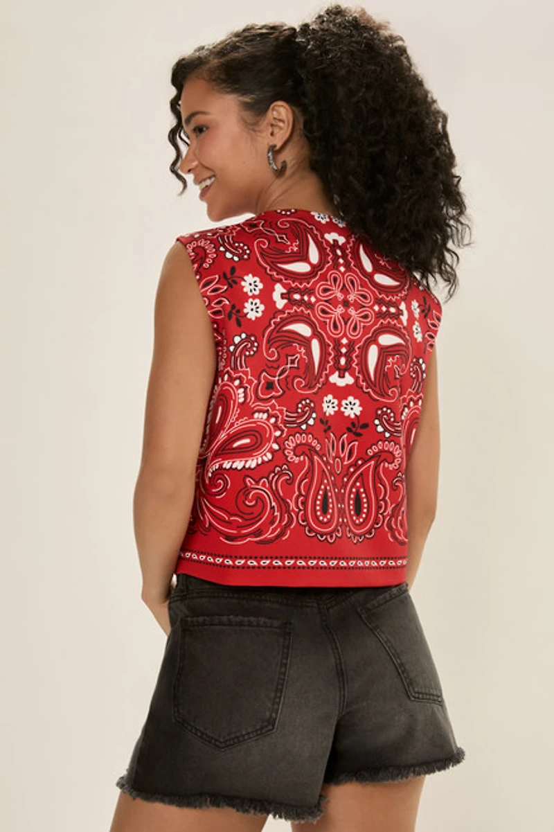Marissa Bandana Print Vest