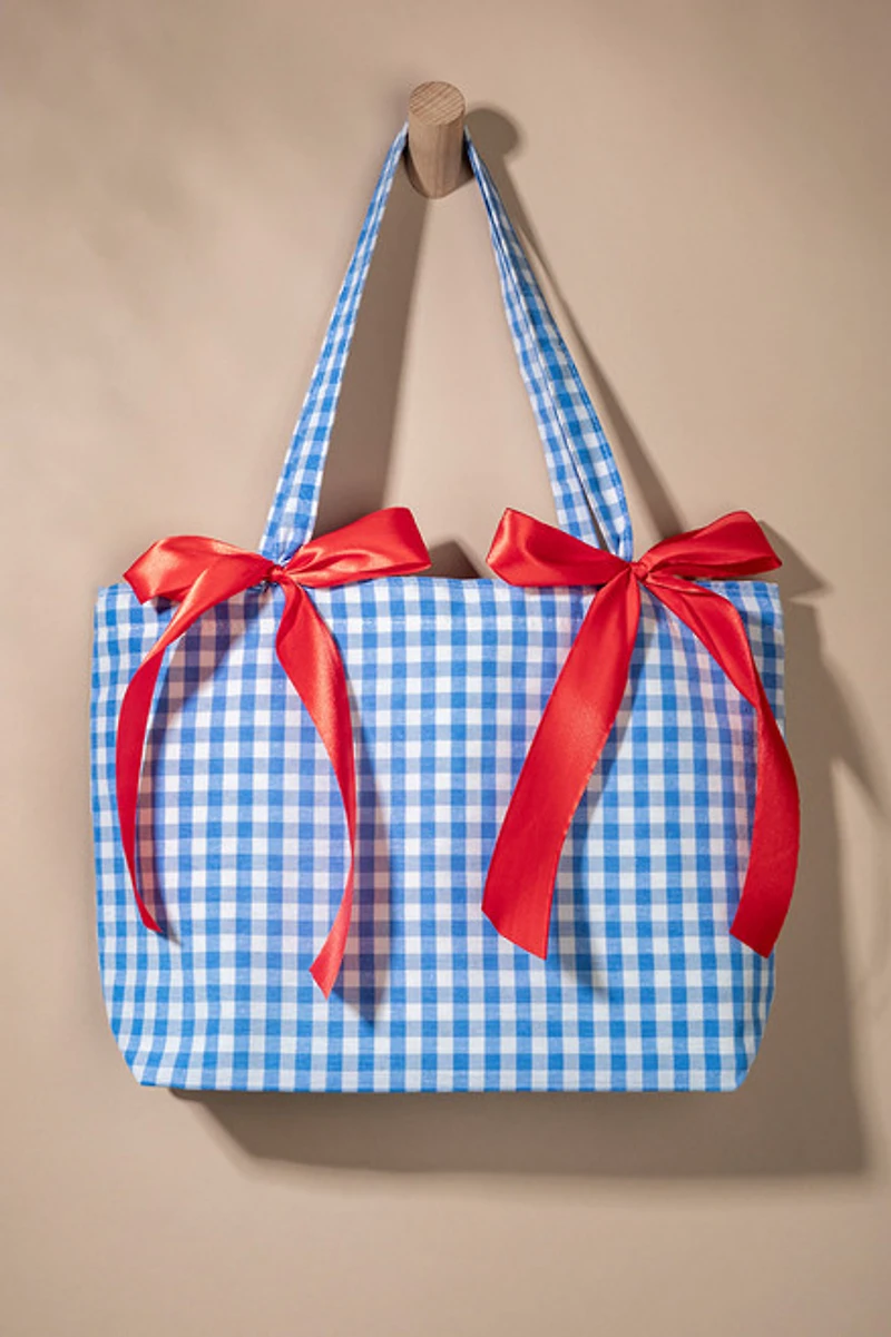 Susanna Gingham And Bow Tote Bag