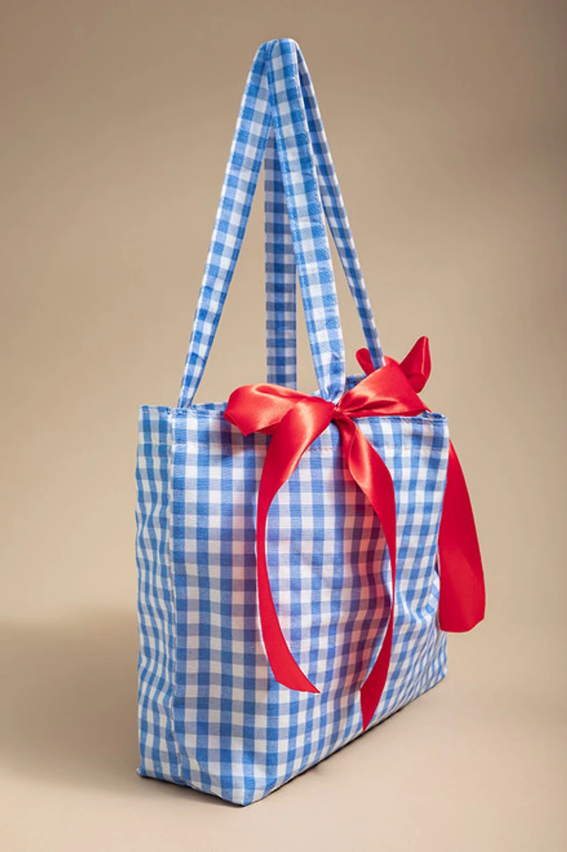 Susanna Gingham And Bow Tote Bag