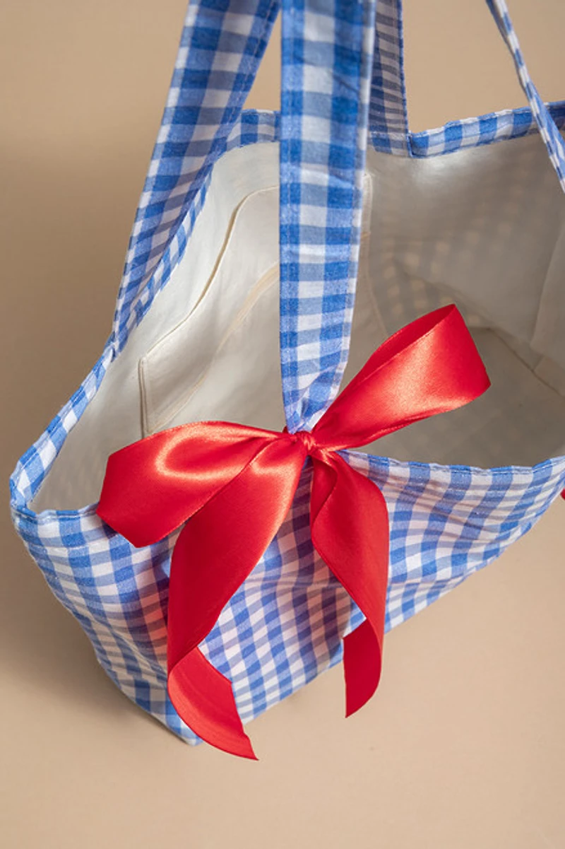 Susanna Gingham And Bow Tote Bag