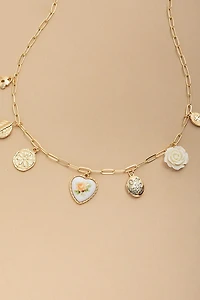 Tracy Floral Heart Charm Necklace