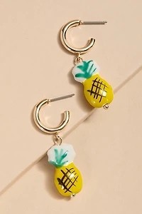 Ellen Pineapple Charm Drop Earrings