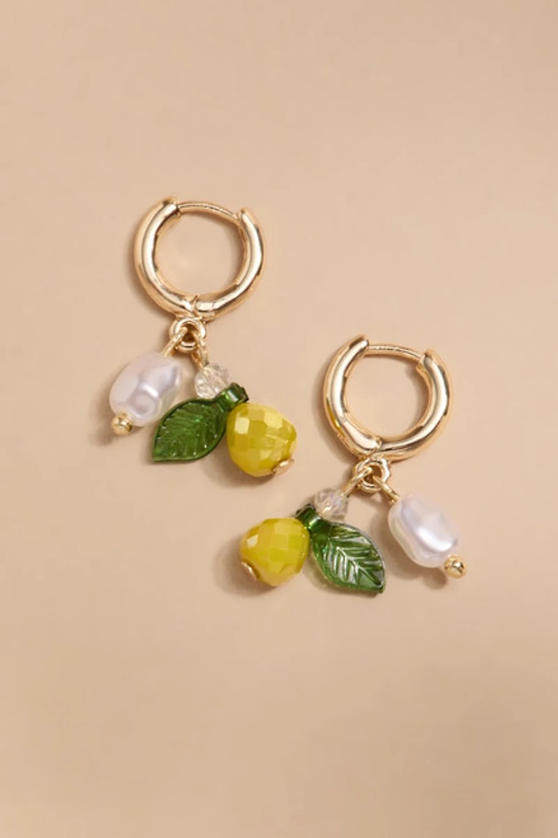Jane Lemon Pearl Charm Earrings