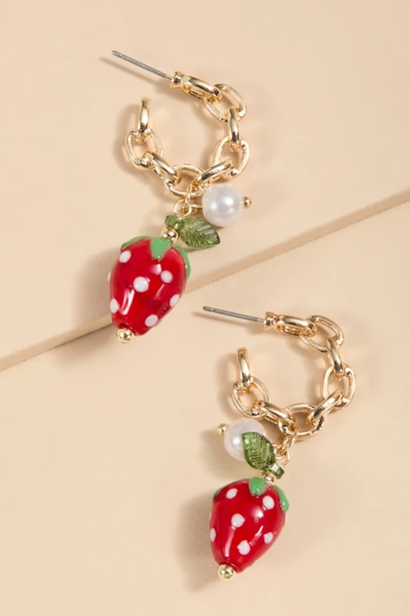Mia Strawberry Chain Drop Earrings