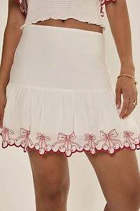 Margarita Embroidered Cherry Mini Skirt