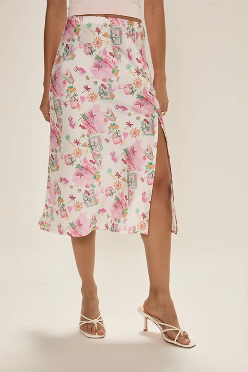 Kathy Satin Midi Skirt