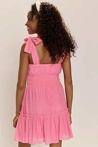 Liz Front Tie Ruffled Mini Dress