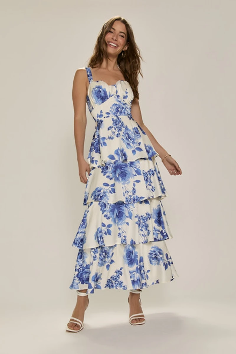 Clare Tiered Bow Back Maxi Dress
