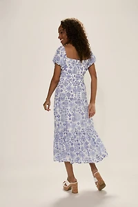 Liz Tile Print Tiered Midi Dress