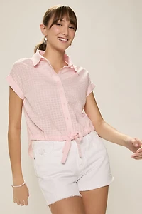 Ann Front Tie Button Down Top