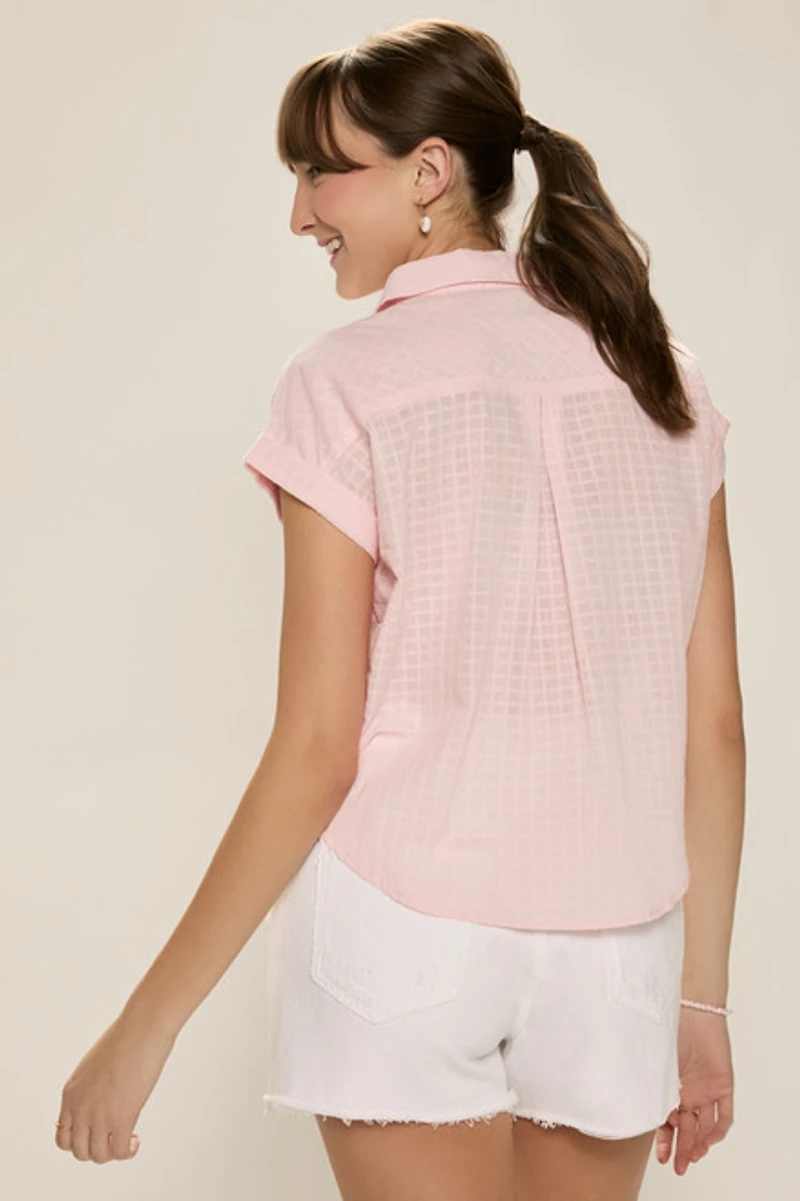 Ann Front Tie Button Down Top