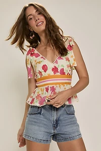 Ada Crochet Trim Floral Top