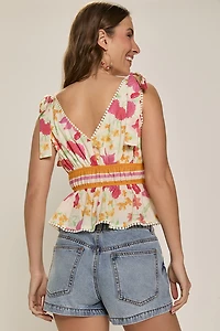 Ada Crochet Trim Floral Top