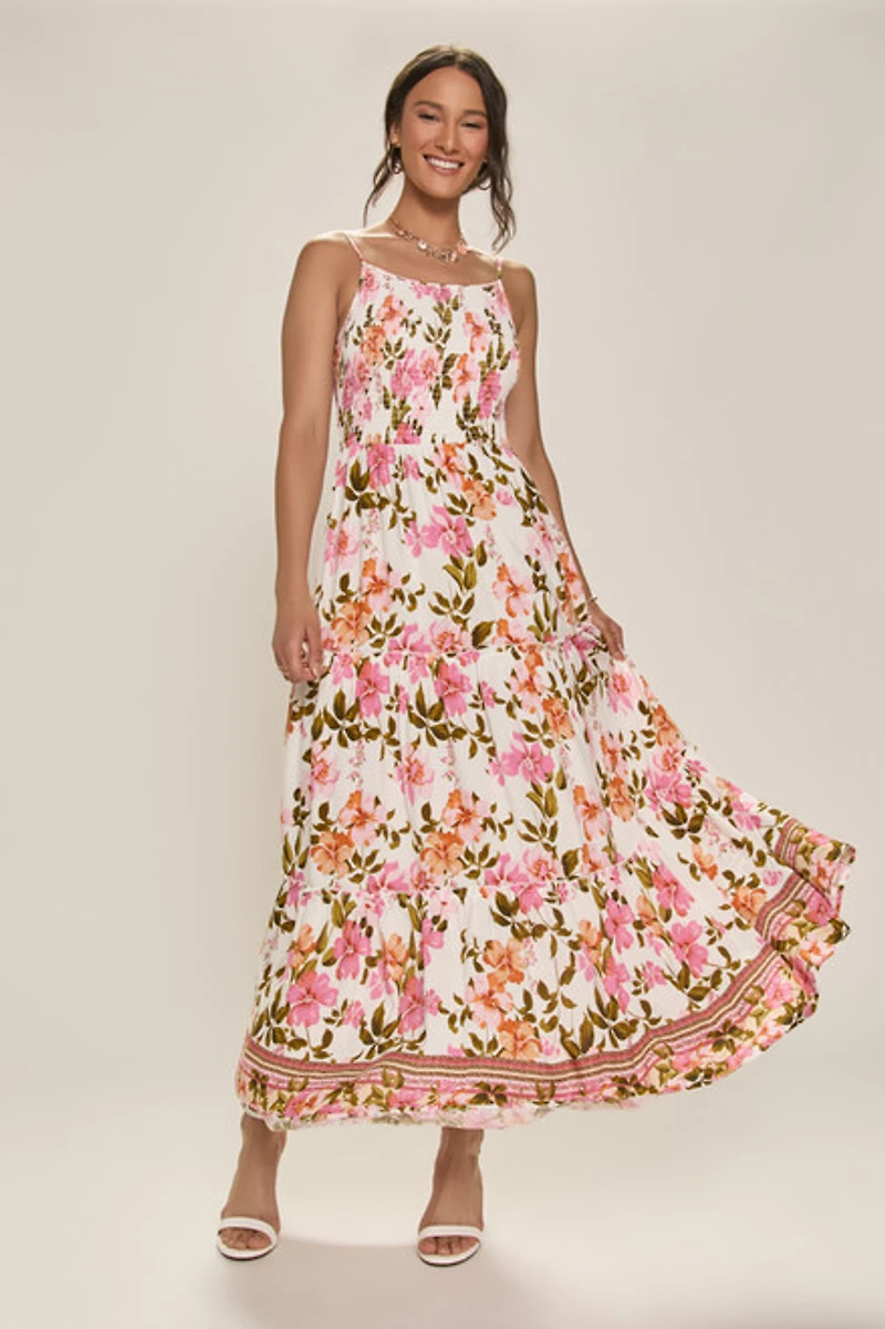Lenora Ruched Floral Maxi Dress