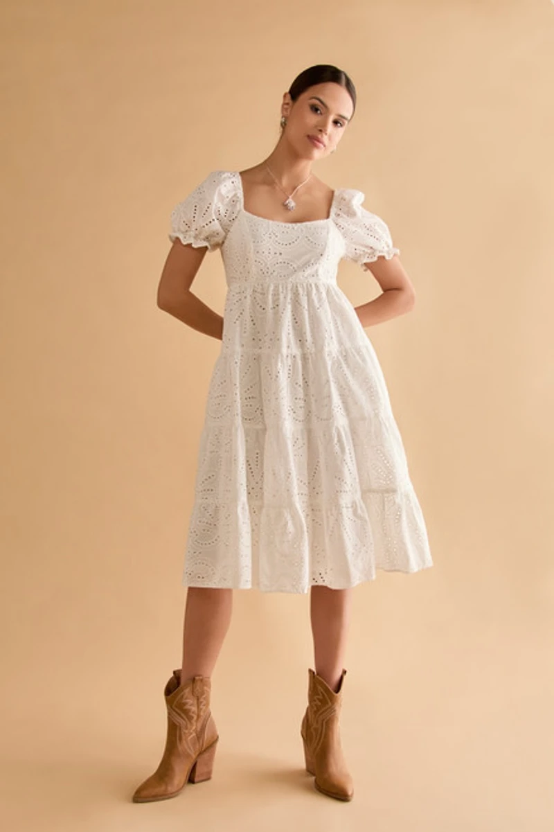 Ashley Eyelet Bow Back Midi Dress
