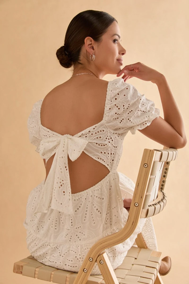 Ashley Eyelet Bow Back Midi Dress