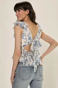 Angie Floral Flutter Sleeve Blouse