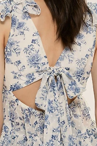 Angie Floral Flutter Sleeve Blouse