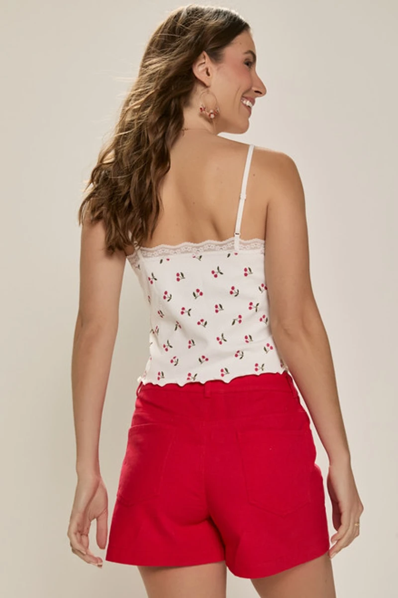 Ann Cherry Print Cami Top