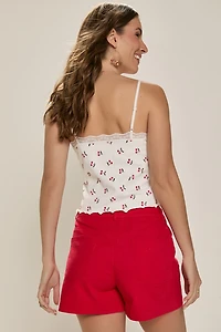 Ann Cherry Print Cami Top