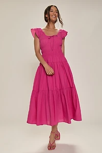 Jasmine Flutter Sleeve Midi Dress