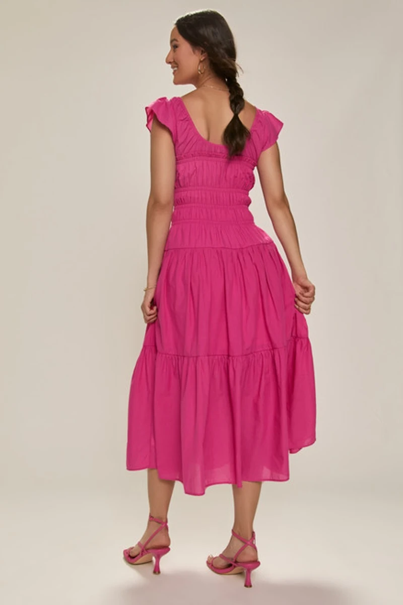 Jasmine Flutter Sleeve Midi Dress