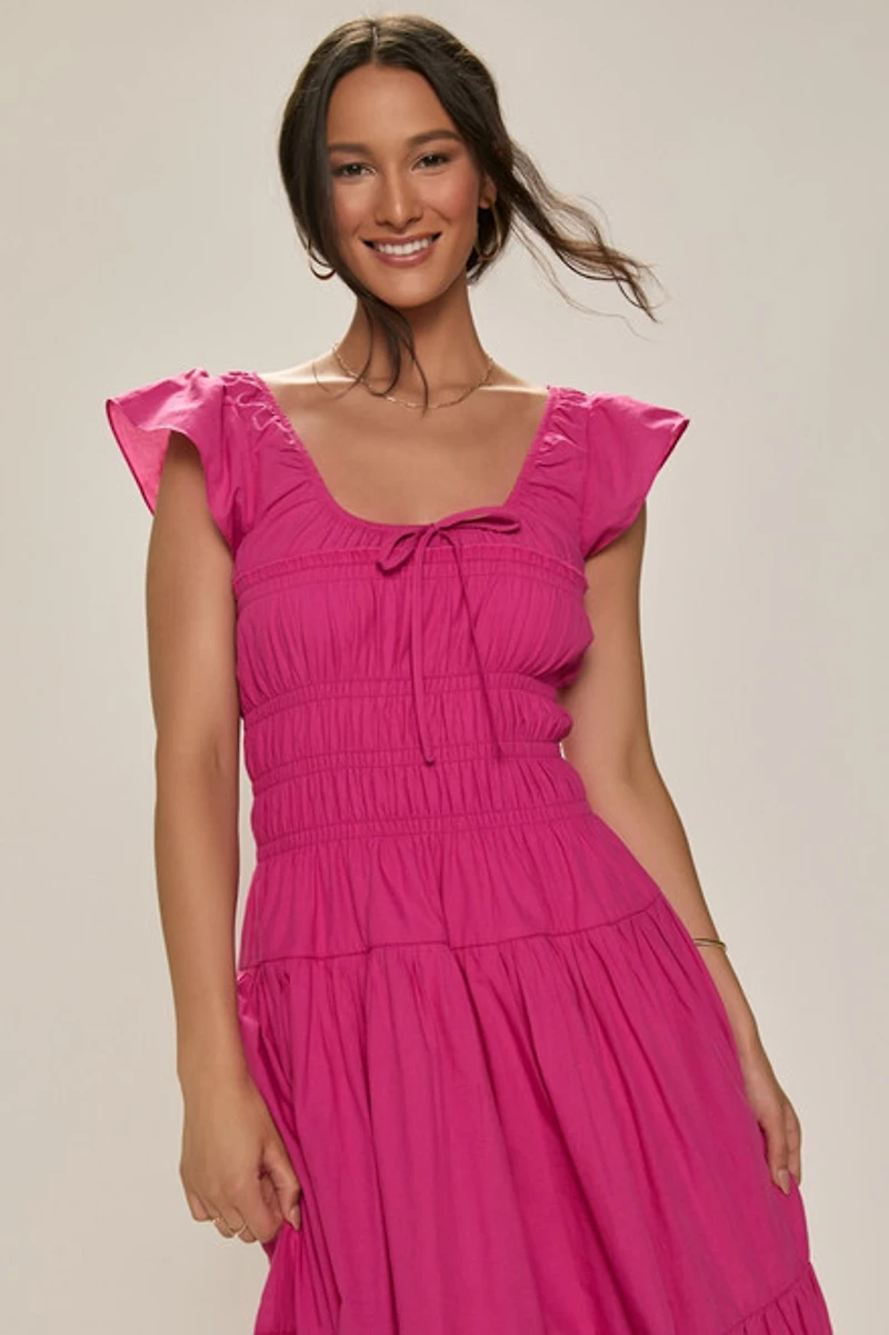 Jasmine Flutter Sleeve Midi Dress
