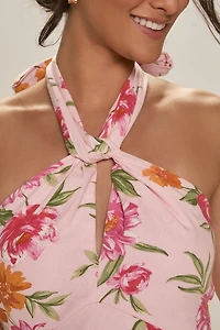 Janet Halter Neck Floral Mini Dress