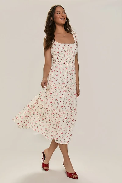 May Cherry Print Midi Dress