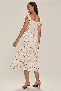 May Cherry Print Midi Dress