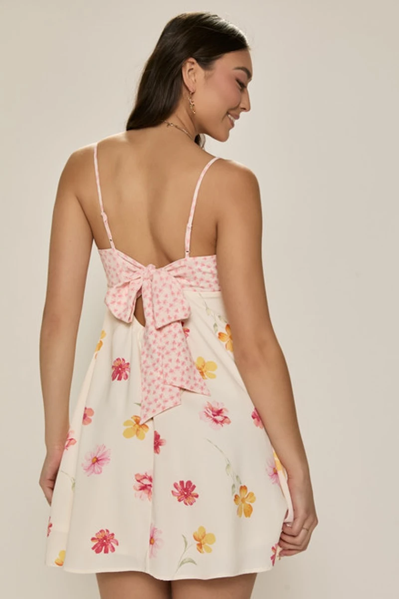 Audrey Bow Back Floral Mini Dress