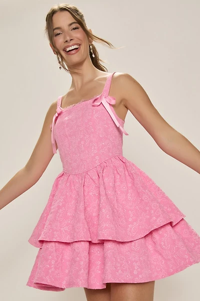 Shirley Jacquard Tiered Mini Dress