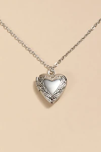 Iva Stainless Steel Silver Locket Pendant Necklace