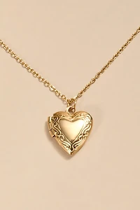 Iva Stainless Steel Gold Locket Pendant Necklace