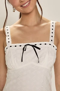 Brittany Eyelet Pattern Mini Dress