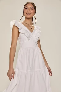 Brenda Flutter Sleeve Midi Dress