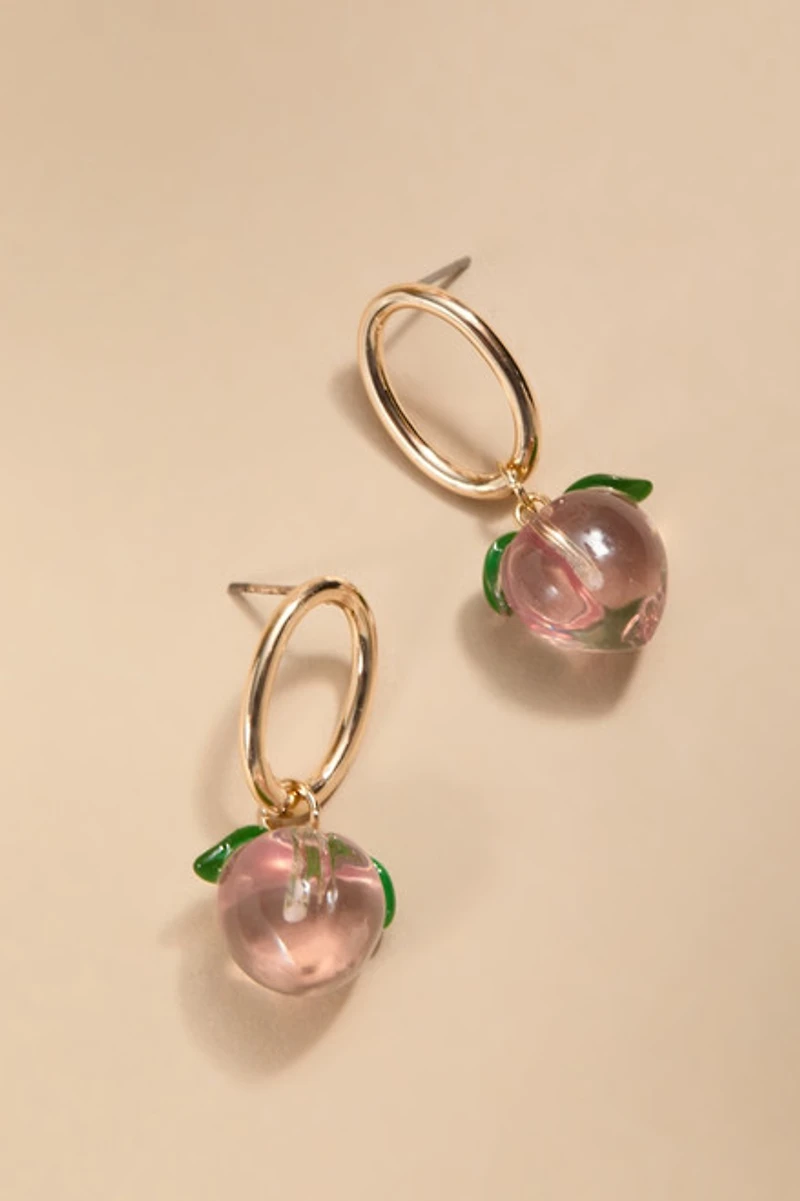 Julia Peach Oval Drop Earrings