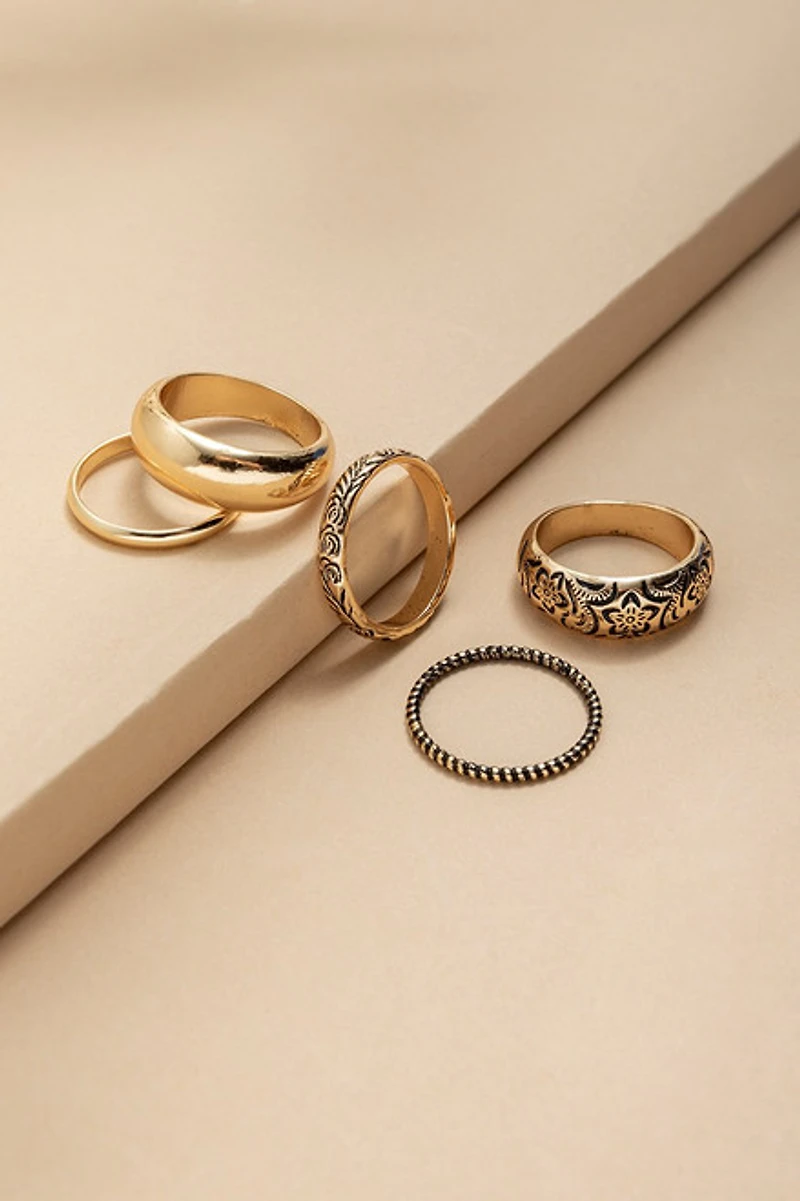 Whitney Embossed Ring Set
