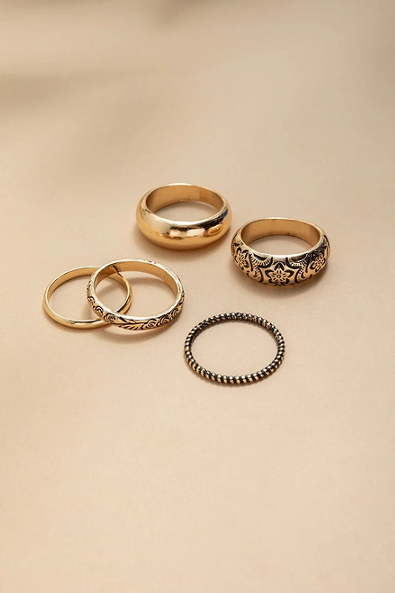 Whitney Embossed Ring Set