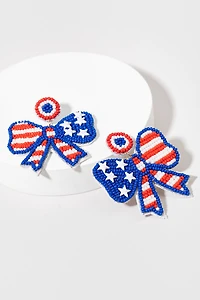 Becky Americana Beaded Bow Earrings