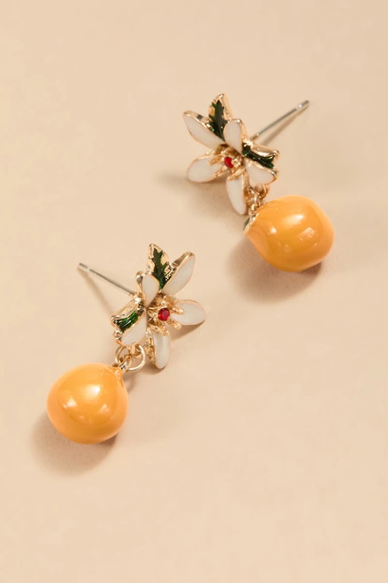 Serena Orange Flower Drop Earrings