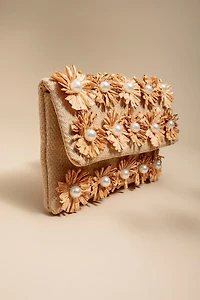 Alana Raffia Pearl Clutch Bag