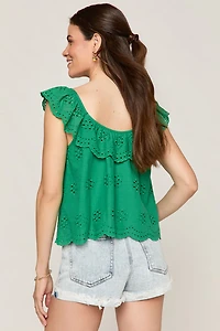 Marcy Scalloped Hem Eyelet Top