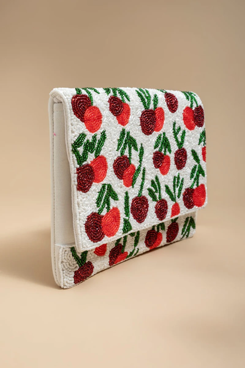 Emma Cherry Beaded Clutch Bag